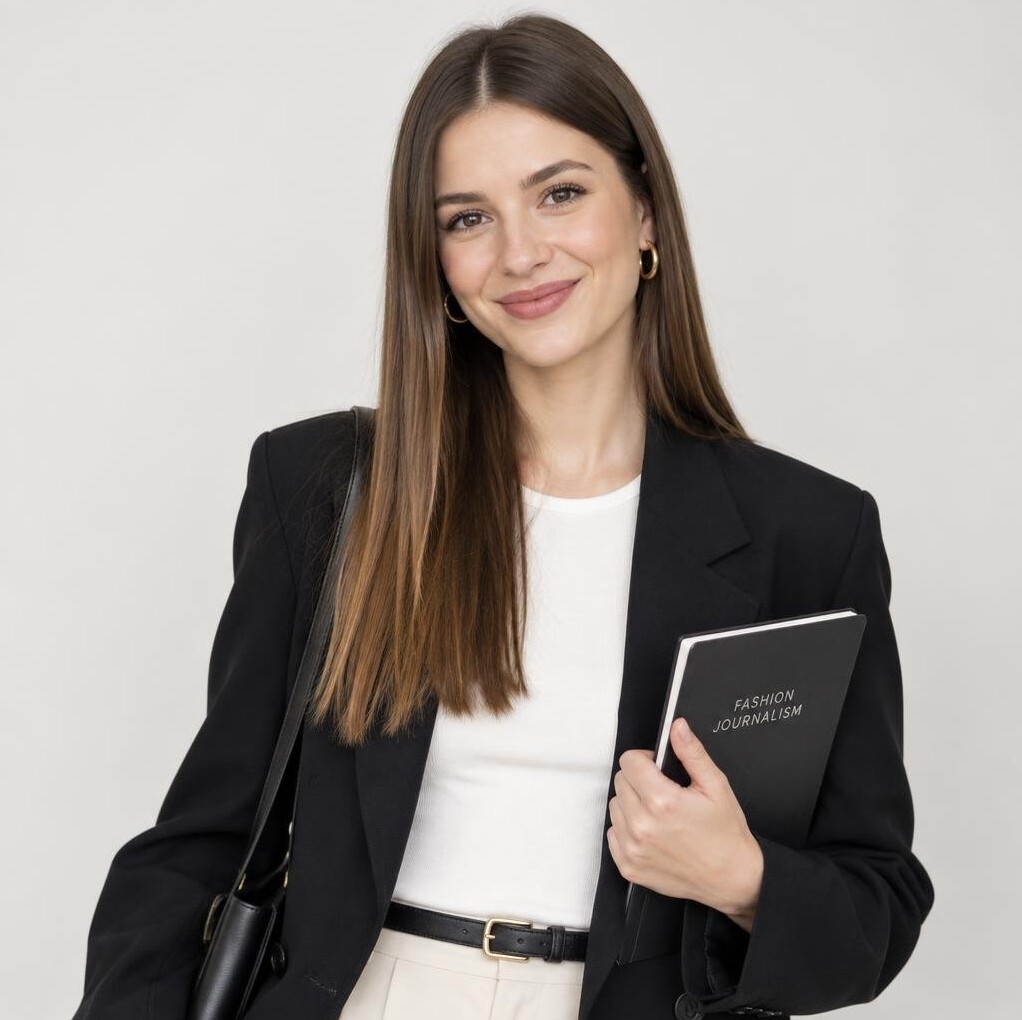 Studio portrait of a young woman junior journalist