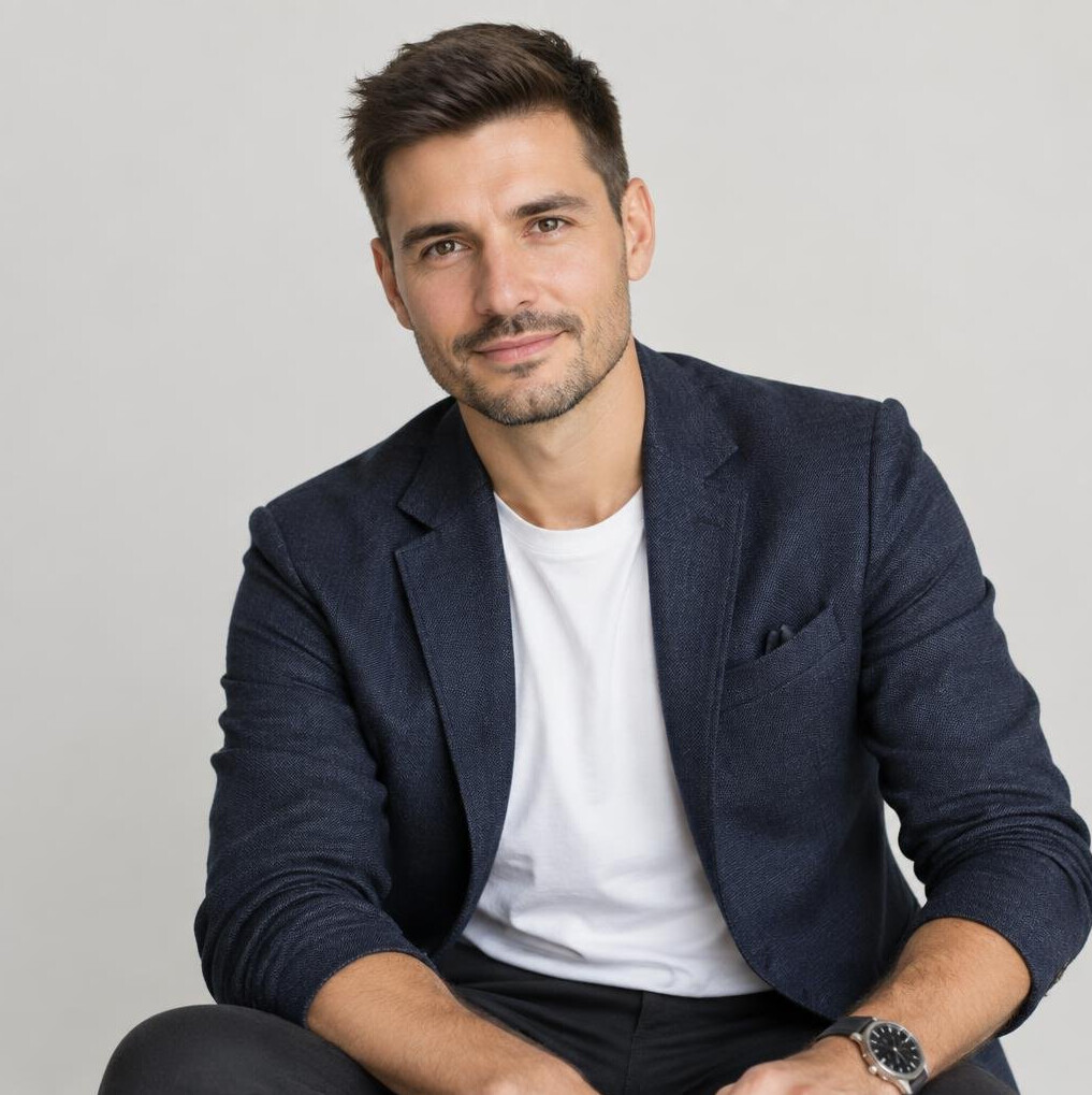 Studio portrait of a man style editor