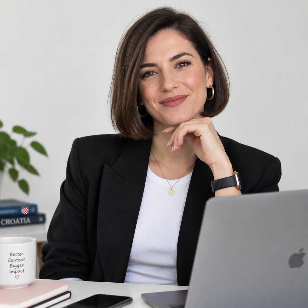 Studio portrait of a woman social media editor