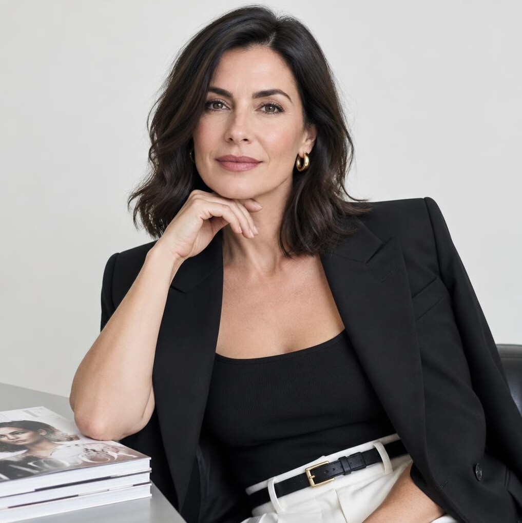 Studio portrait of a woman editor in chief